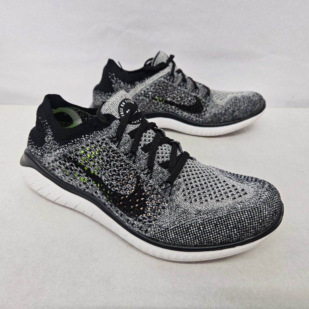 Nike Free RN‎ Flyknit 2018 Running Shoes 942839-101 White Black Women's Size 9